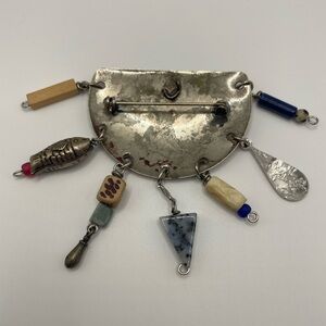 Vintage Boho Eclectic Dangling Charm Brooch/Pendant ✨ Artisan Mixed Media